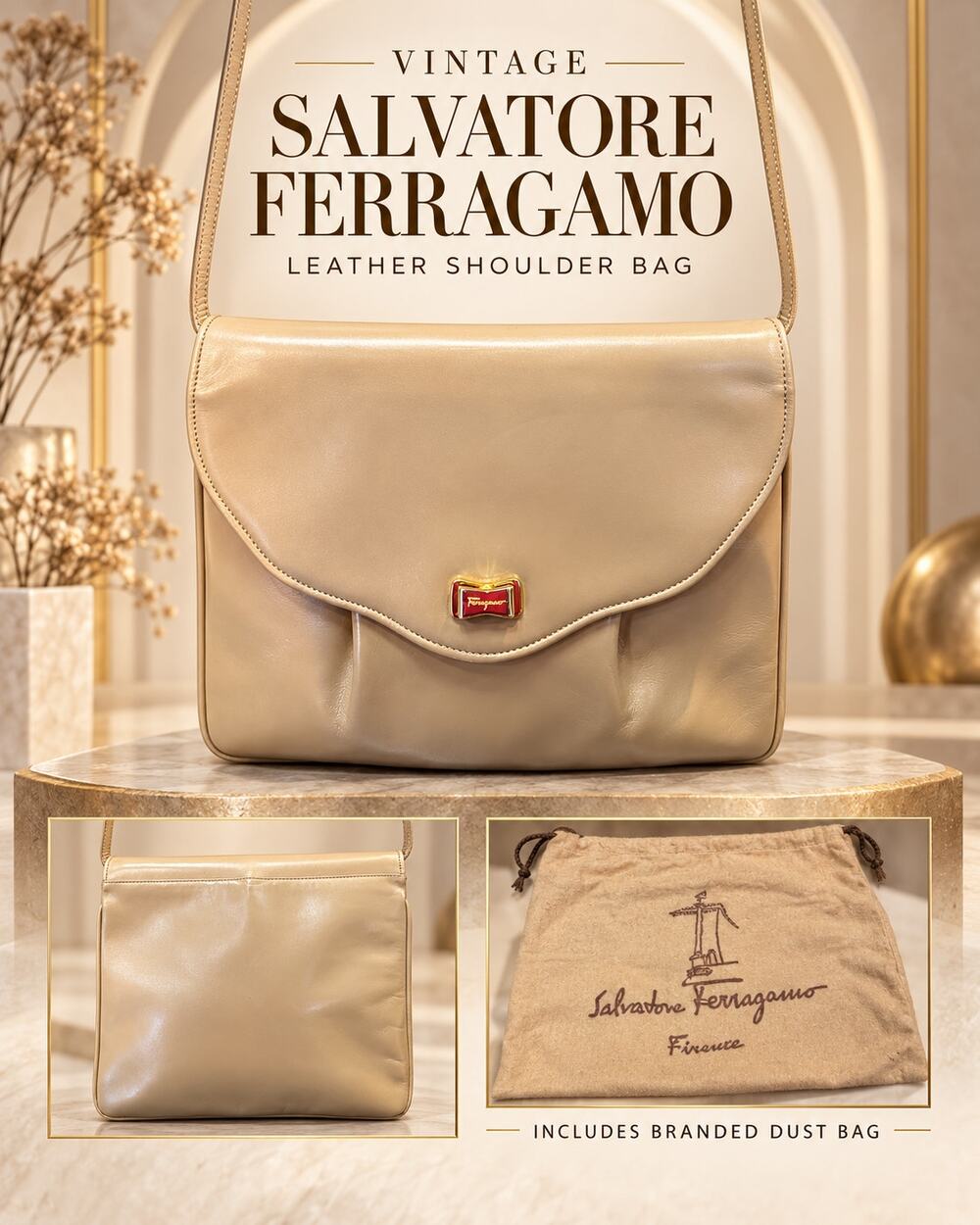 Salvatore Ferragamo Vintage Flap leather crossbody*Original Vintage dustbag
